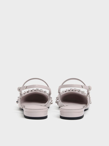 Patent Crystal Slingback Flats, Lilac, hi-res